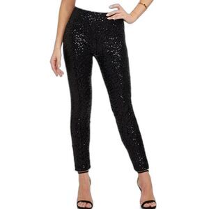 Tipsy Elves Black Sequin High-Waisted Leggings Medium NWT